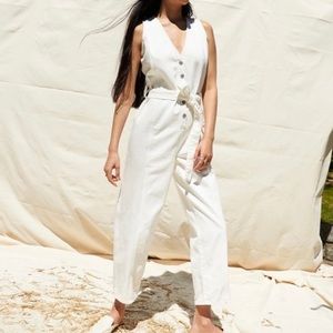 Madewell denim belted jumpsuit size S